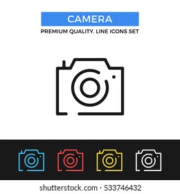 Vector camera icon. Premium quality graphic design. Modern signs, outline symbols collection, simple thin line icons set for websites, web design, mobile app, infographics