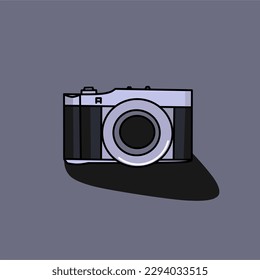 vector camera illustration isolated on gray and black background