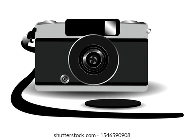 Vector camera isolate, The classic camera on a white background. Camera film.
