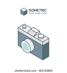 Vector camera isometric flat line icon