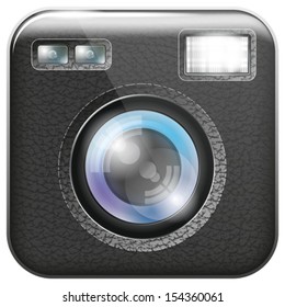 Icono de aplicación de lente de cámara vectora con mezclas y transparentes. Todas las capas están bien organizadas y son fáciles de editar