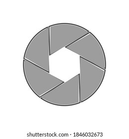 Icono de lente de cámara vector. Obturador de cámara sobre fondo blanco aislado.