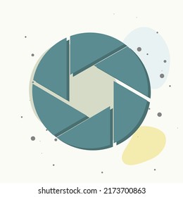 Vector camera lens icon. Camera shutter on multicolored background. Layers grouped for easy editing illustration. For your design.