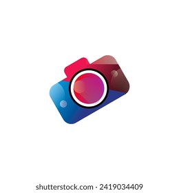 The vector camera logo design is full of color, representing the expression of a photographic work