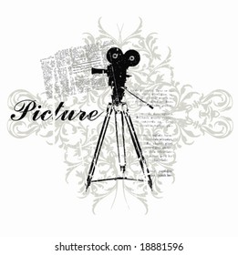 vector camera on a floral background