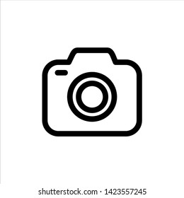 Vector camera outline web icon. black symbol with flat line style icon for web site design, logo, app, UI isolated on white background