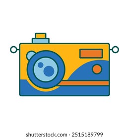 Vector camera in retro style. camera illustration in flat style