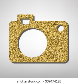 vector camera sign illustration. Golden icon