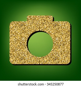 vector camera sign illustration. Golden icon