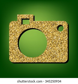 vector camera sign illustration. Golden icon