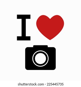 Vector camera simbol on white background. I love selfie