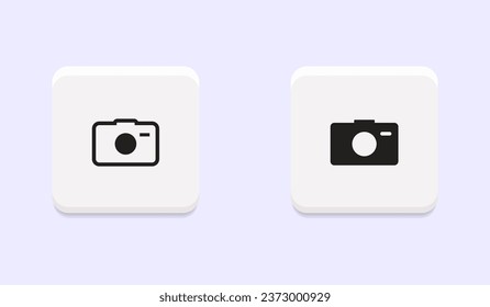 Vector camera symbol in neumorphism buttons or neumorphic style