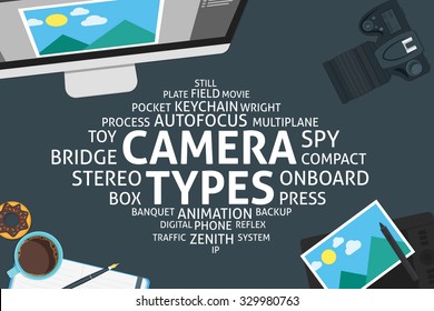 vector camera types concept,template