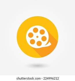 Vector camera web icon in circle. Flat design style with long shadow