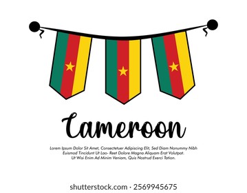 Vector Cameroon flag banner Cameroon flag Vector illustration design Cameroon national day banner design 