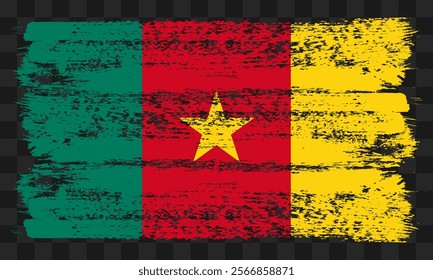 Vector Cameroon flag in grunge style on transparent background