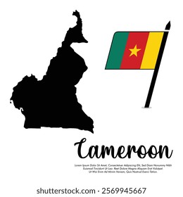 Vector Cameroon flag with map banner  Cameroon flag Vector illustration design or Cameroon independence day banner design