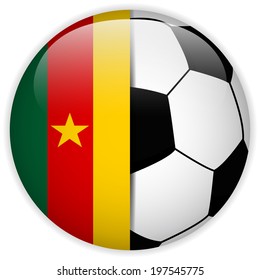 Vector - Cameroon Flag with Soccer Ball Background