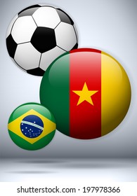 Vector - Cameroon Flag with Soccer Ball Background