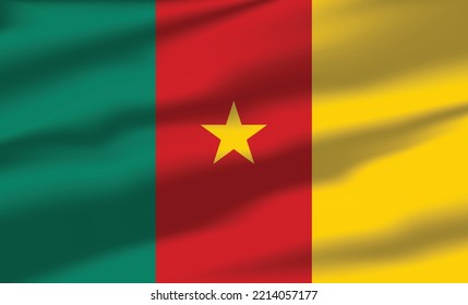 Vector Cameroon Flag Waving Realistic Flowing Flags
