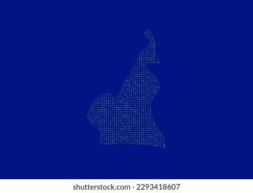 Vector Cameroon map for technology or innovation or it concepts. Minimalist country border filled with 1s and 0s. File is suitable for digital editing and prints of all sizes.