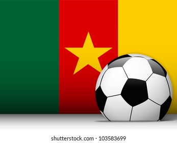 Vector - Cameroon Soccer Ball with Flag Background