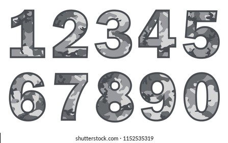 Vector camo military numbers set.