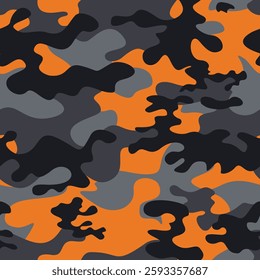
vector camouflage background, fashion pattern, repeat texture gray and orange design