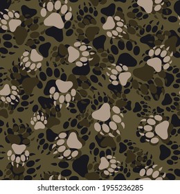 Vector camouflage, geometric seamless pattern. Animal footprints. Ornament