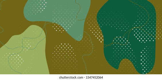 Vector Camouflage Illustration. Modern Forest Fluid Cover. Trendy Green Military Ornament. Creative Camouflage Background. Army Wave Cover. Camo Military Pattern. Minimal Camouflage Composition.