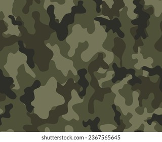 Vector camouflage khaki pattern seamless army background, uniform texture, military print. Disguise