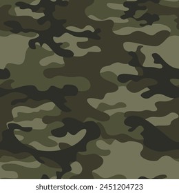 
Vector camouflage khaki pattern seamless background texture forest, hunting print