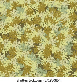 Vector camouflage with maple leaves on a brown background