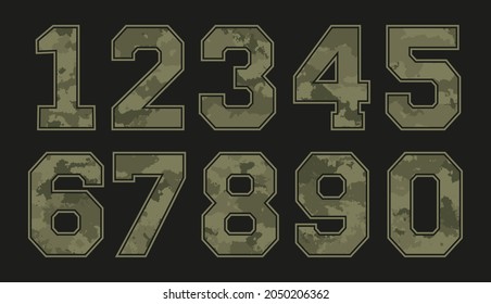 Números militares de camuflaje vectorial.