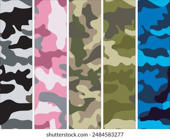 Conjunto de patrones militares sin costuras de camuflaje de Vector