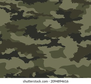 
Vector camouflage military texture, seamless trendy army pattern. Forest background.