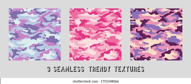 vector camouflage pattern for clothing design. Pink camouflage military pattern