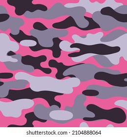 Vector camouflage pattern for clothing design. Pink camouflage military pattern