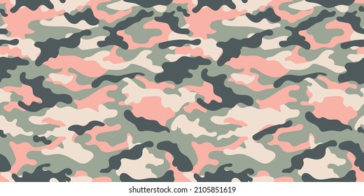 Vector camouflage pattern for clothing design. Pink camouflage military pattern