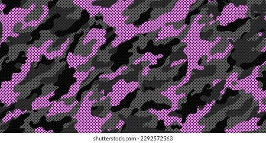 vector camouflage pattern for clothing design. Pink camouflage military pattern