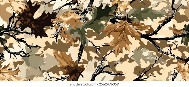 Vector camouflage pattern. Hunting camouflage seamless pattern background. Forest camouflage texture