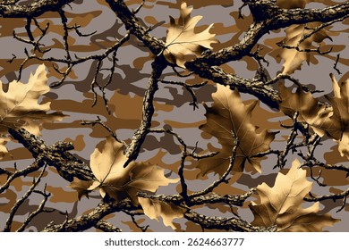 Vector camouflage pattern. Hunting camouflage seamless pattern background. Deer Hunting, Hunting gear, Military Training and Forest camouflage texture