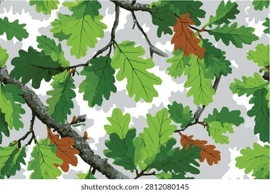 Vector camouflage pattern. Hunting camouflage seamless pattern. Tree barks and leaves hunting camo pattern for accessories.