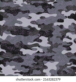 Patrón de camuflaje vectorial fondo a la moda sin fisuras, fondo gris con manchas púrpura.