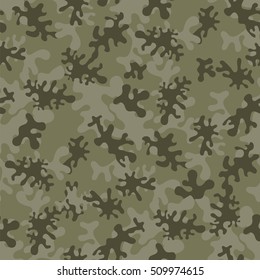 Vector Camouflage Seamless Green Background. Military Woodland Style