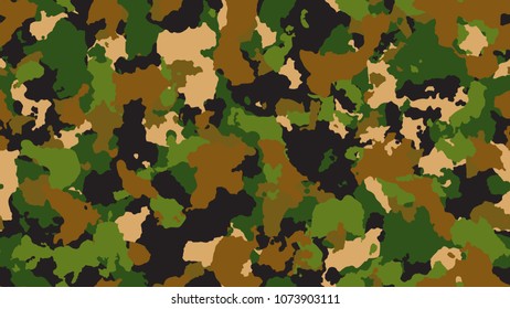 Vector camouflage seamless pattern. Khaki design style for t-shirt. Military texture, army camo clothing while hunting illustration.