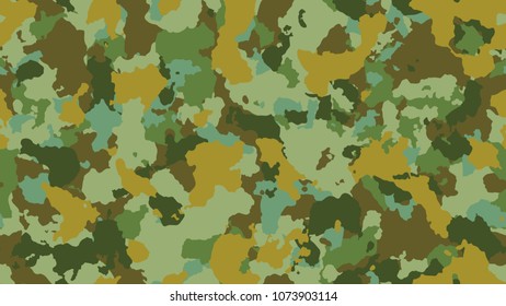 Vector camouflage seamless pattern. Khaki design style for t-shirt. Military texture, army camo clothing while hunting illustration.
