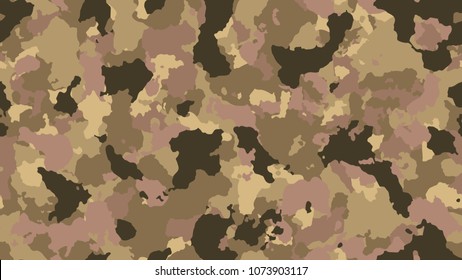 Vector camouflage seamless pattern. Khaki design style for t-shirt. Military texture, army camo clothing while hunting illustration.