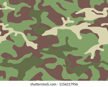 Vector camouflage seamless pattern. Khaki design style for t-shirt. Military texture, camo clothing while hunting illustration.