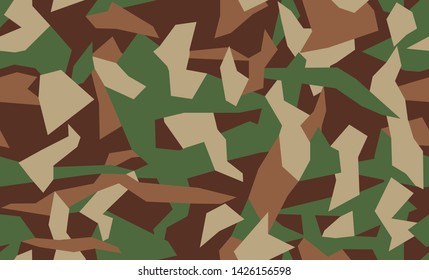 Vector camouflage seamless pattern. Khaki design style for t-shirt. Military texture, camo clothing while hunting illustration.